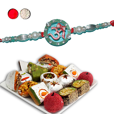 "Rakhi - SR-9170 A (Single Rakhi), 500gms of Kaju Assorted Sweets - Click here to View more details about this Product